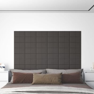 vidaXL Paneles de pared 12 uds tela gris oscuro 30x15 cm 0,54 m²