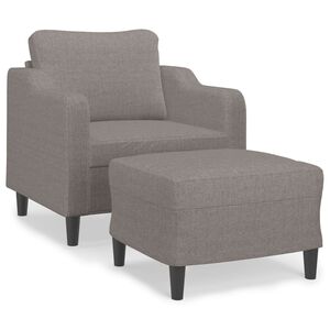 vidaXL Sill&oacute;n con taburete tela gris taupe 60 cm