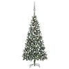 vidaXL &Aacute;rbol de Navidad helado con luces, bolas y pi&ntilde;as 210 cm