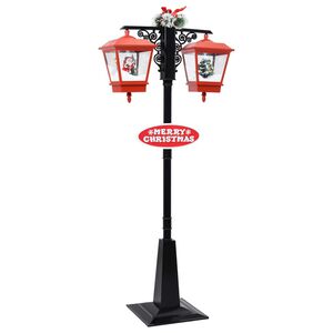 vidaXL Farola de Navidad con Pap&aacute; Noel PVC negro y rojo 81x40x188 cm