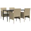 vidaXL Juego de comedor de jard&iacute;n 5 piezas con cojines beige y negro
