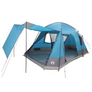 vidaXL Tienda Caba&ntilde;a con techo Azul 8 personas Poli&eacute;ster y Acero