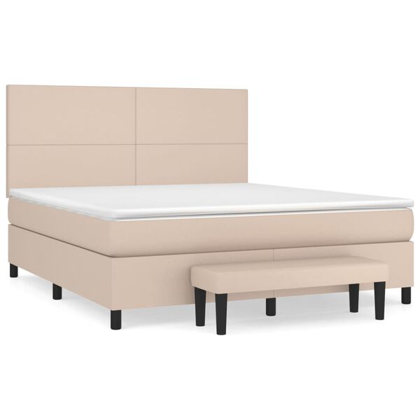 vidaXL Cama box spring con colch&oacute;n cuero sint&eacute;tico capuchino 180x200cm