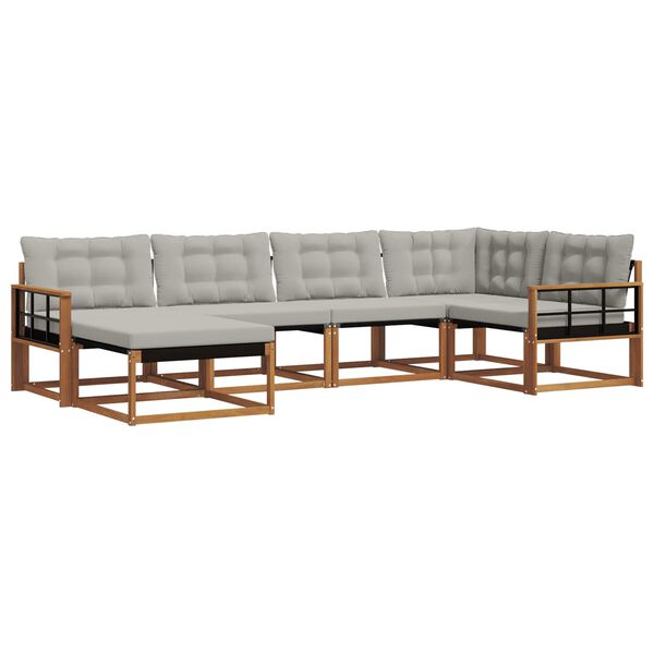 vidaXL Conjunto de sof&aacute;s de exterior 6 pcs Gris Natural y Claro
