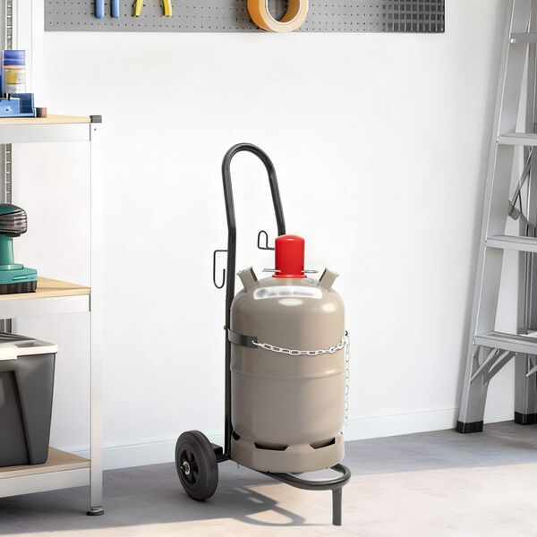 vidaXL Carro de Mano Negro y rojo 49 x 49 x 101 cm Acero