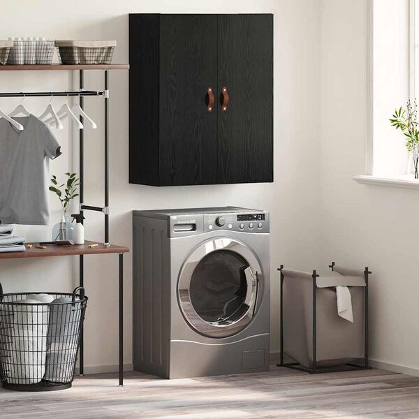 vidaXL Armario de pared Negro 69.5 x 34 x 90 cm Madera contrachapada