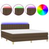 vidaXL Cama box spring con colch&oacute;n LED tela marr&oacute;n oscuro 160x200 cm