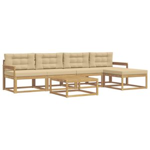 vidaXL Conjunto de sof&aacute;s de exterior 6 pcs y Beige 79 x 79 x 37 cm