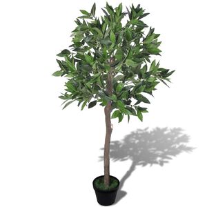 &Aacute;rbol de laurel artificial con maceta, 120 cm de alto