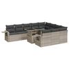 vidaXL Set de sof&aacute;s de jard&iacute;n 11 pzas y cojines rat&aacute;n sint&eacute;tico gris