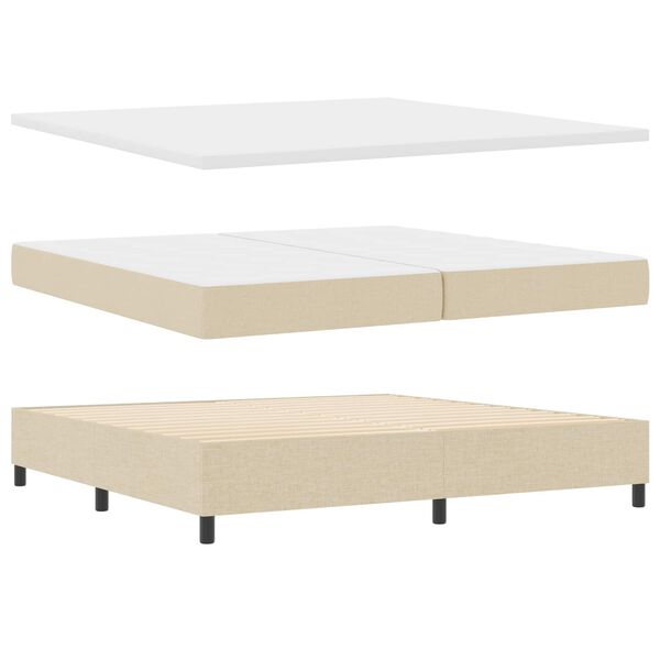 vidaXL Cama tipo Box Spring con colch&oacute;n Crema 200 x 200 cm tela