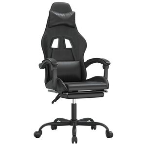 vidaXL Silla gaming con reposapi&eacute;s cuero sint&eacute;tico negro