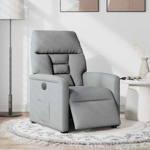 vidaXL Sill&oacute;n reclinable el&eacute;ctrico tela gris claro