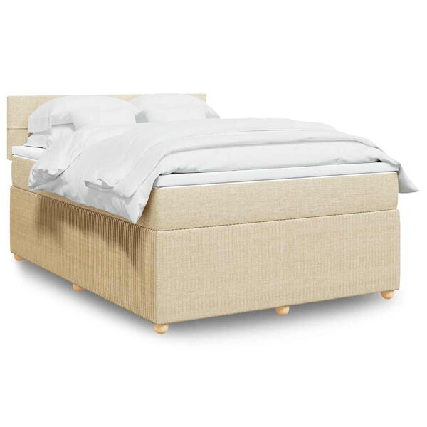vidaXL Cama box spring con colch&oacute;n tela color crema 140x200 cm