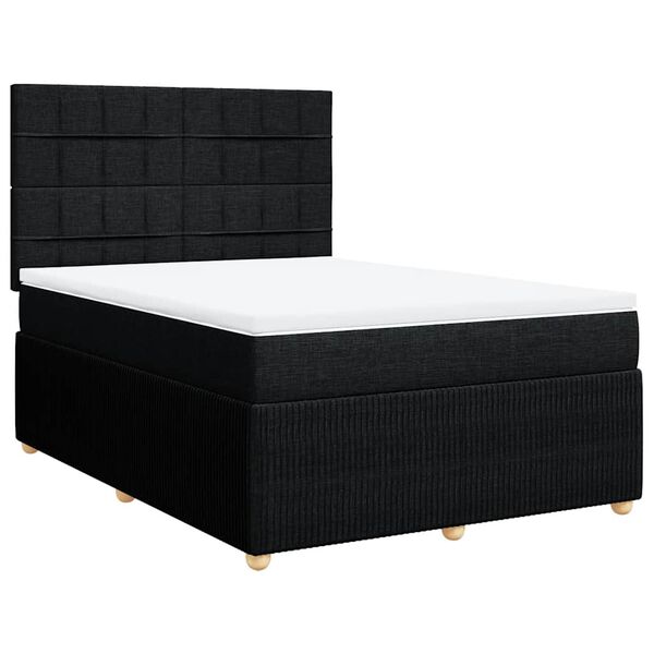 vidaXL Cama box spring con colch&oacute;n tela negro 160x200 cm