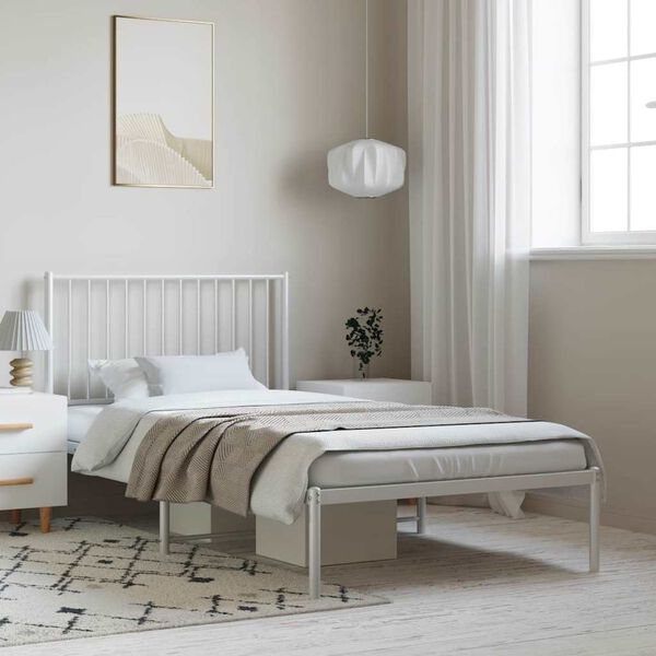 vidaXL Estructura cama sin colchón con cabecero metal blanco 100x190cm