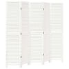 vidaXL Biombo separador de 5 paneles madera maciza Paulownia blanco