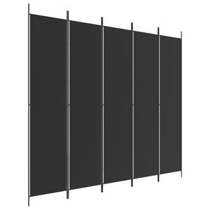 vidaXL Biombo divisor de 5 paneles de tela negro 250x220 cm