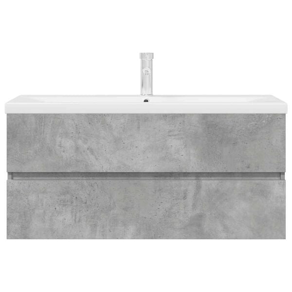 vidaXL Set muebles de ba&ntilde;o 2 piezas madera contrachapada gris hormig&oacute;n