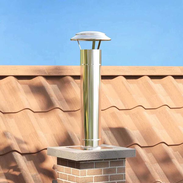 vidaXL Extensi&oacute;n de Chimenea Plateado 25 x 25 x 82 cm Acero inoxidable