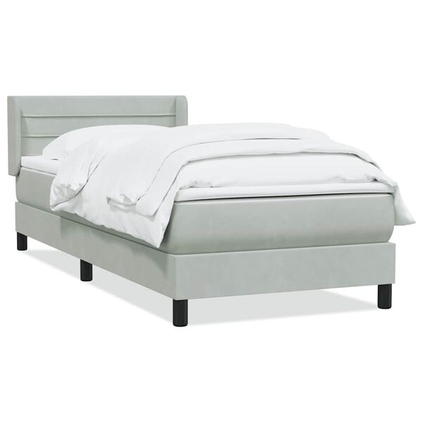 vidaXL Cama box spring con colch&oacute;n terciopelo gris claro 80x210 cm