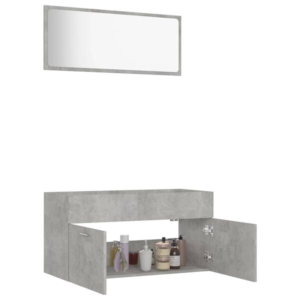 vidaXL Set muebles de ba&ntilde;o 2 piezas madera contrachapada gris hormig&oacute;n