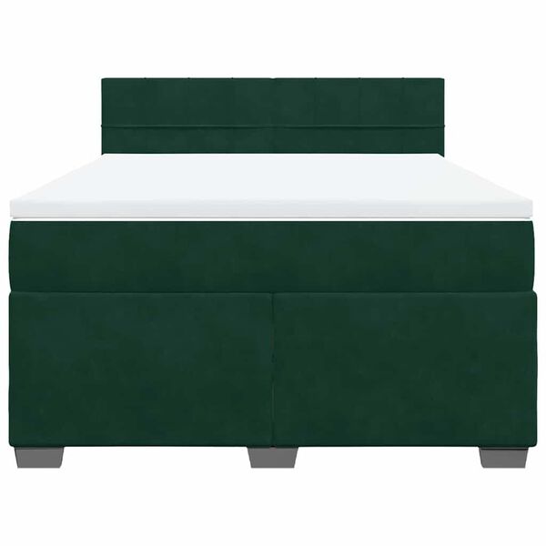 vidaXL Cama box spring con colch&oacute;n terciopelo verde oscuro 140x190 cm