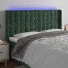 vidaXL Cabecero con LED de terciopelo verde oscuro 203x16x118/128 cm