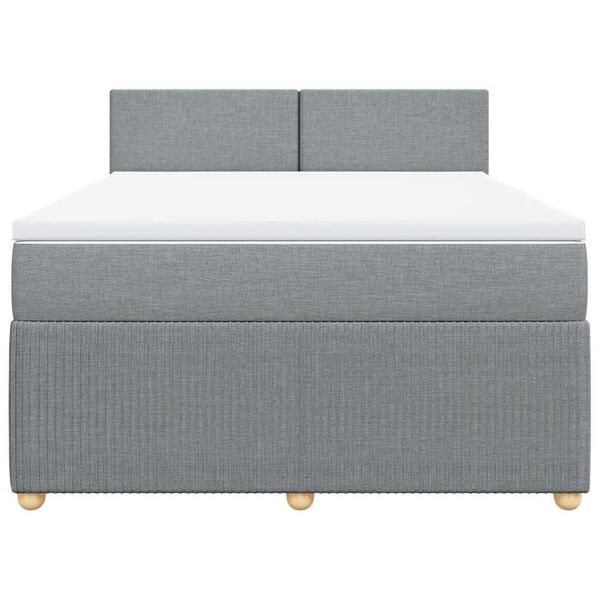 vidaXL Cama box spring con colch&oacute;n tela gris claro 140x200 cm