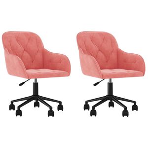 vidaXL Sillas de comedor giratorias 2 unidades terciopelo rosa