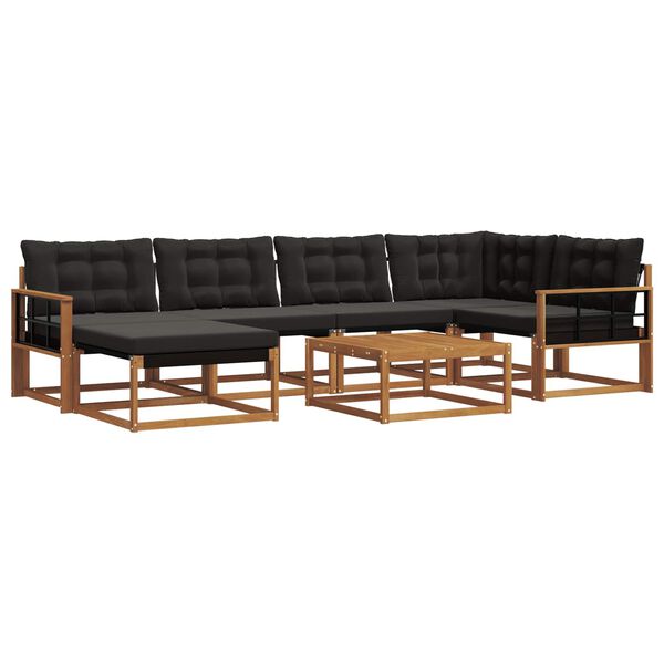 vidaXL Conjunto de sof&aacute;s de exterior con coj&iacute;n 19 pcs Natural y negro