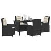 vidaXL Conjunto de Comedor de Jard&iacute;n 5 pcs Negro rat&aacute;n sint&eacute;tico