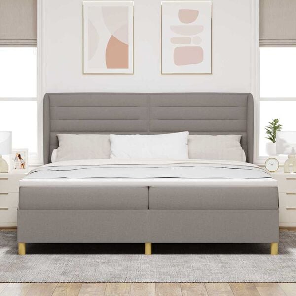vidaXL Cama con Somier y Colch&oacute;n Gris Oscuro 90x190 cm de Tela Taup&eacute;