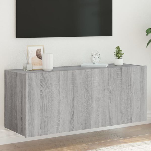 vidaXL Mueble de TV de pared con luces LED gris Sonoma 100x35x41 cm