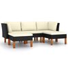 vidaXL Set de muebles de jard&iacute;n 5 pzas y cojines rat&aacute;n sint&eacute;tico negro