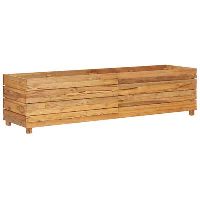 vidaXL Arriate elevado madera de teca reciclada y acero 150x40x38 cm