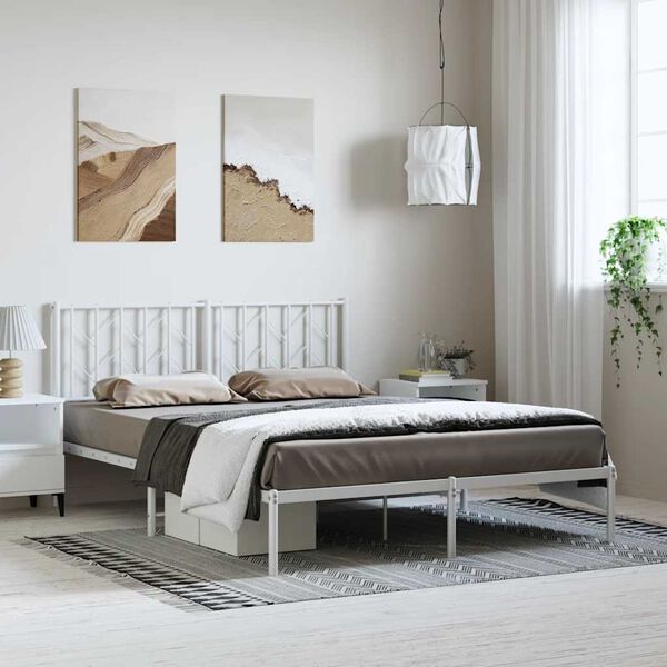 vidaXL Estructura cama sin colch&oacute;n con cabecero metal blanco 150x200cm