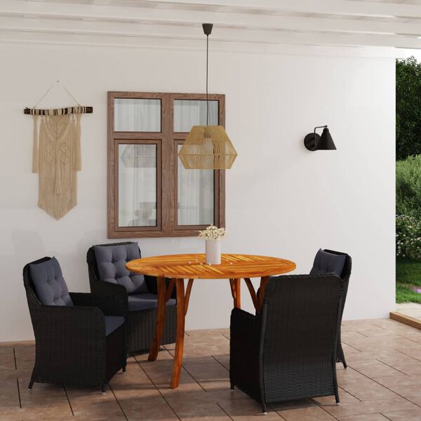 vidaXL Juego de comedor para jard&iacute;n 5 piezas negro