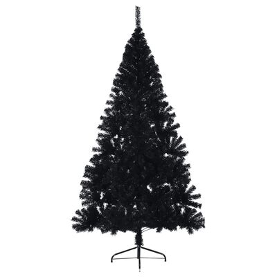 vidaXL Medio árbol de Navidad artificial con soporte PVC negro 180 cm