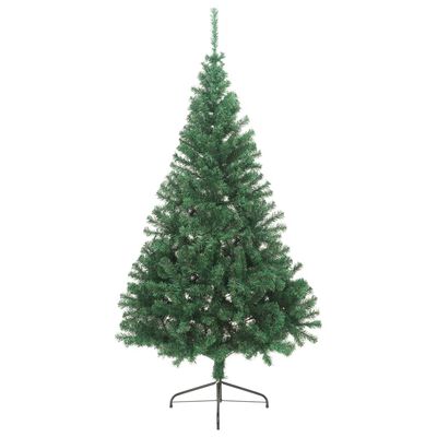 vidaXL Medio árbol de Navidad artificial con soporte PVC verde 240 cm