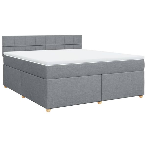 vidaXL Cama box spring con colch&oacute;n tela gris claro 180x200 cm