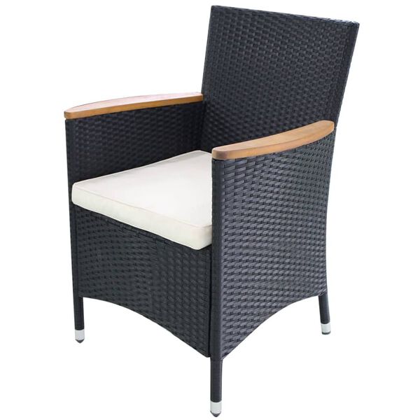 vidaXL Set comedor jardín 7 pzas ratán sintético y madera acacia negro