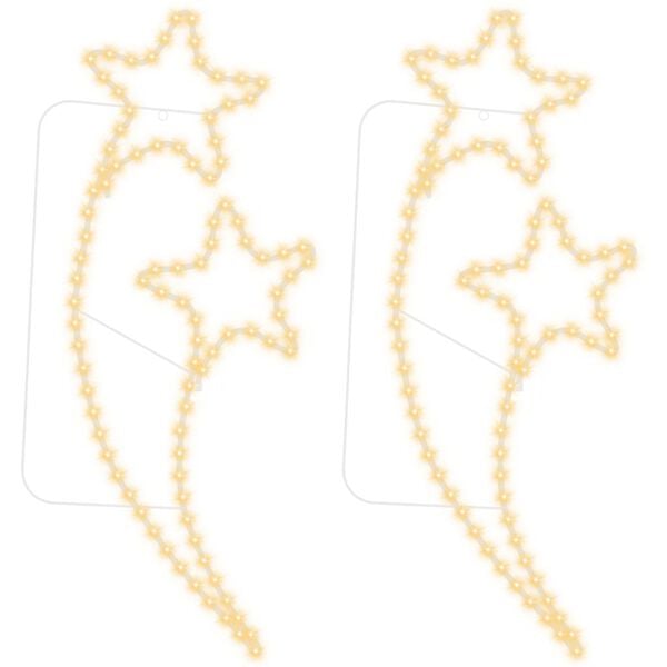 vidaXL Tira de luces de estrella 2 uds blanco c&aacute;lido 125,5x53x4,5 cm