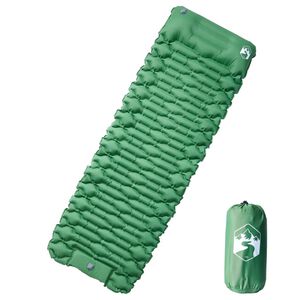 vidaXL Colch&oacute;n de camping autoinflable con almohada 1 persona verde