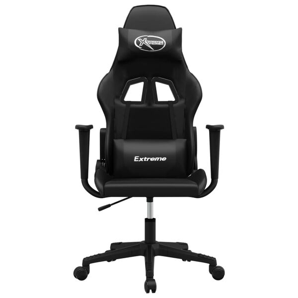 vidaXL Silla gaming con masaje cuero sint&eacute;tico negro