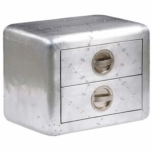 vidaXL Mesa auxiliar estilo aviador con 2 cajones vintage