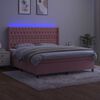 vidaXL Cama box spring colch&oacute;n y LED terciopelo rosa 180x200 cm