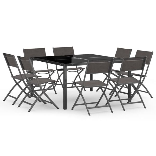 vidaXL Juego de comedor de jard&iacute;n 9 piezas acero