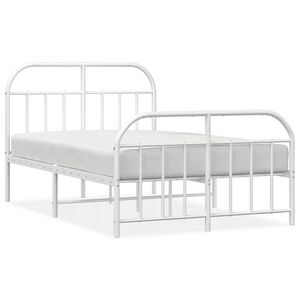 vidaXL Estructura cama sin colch&oacute;n con estribo metal blanco 120x190 cm