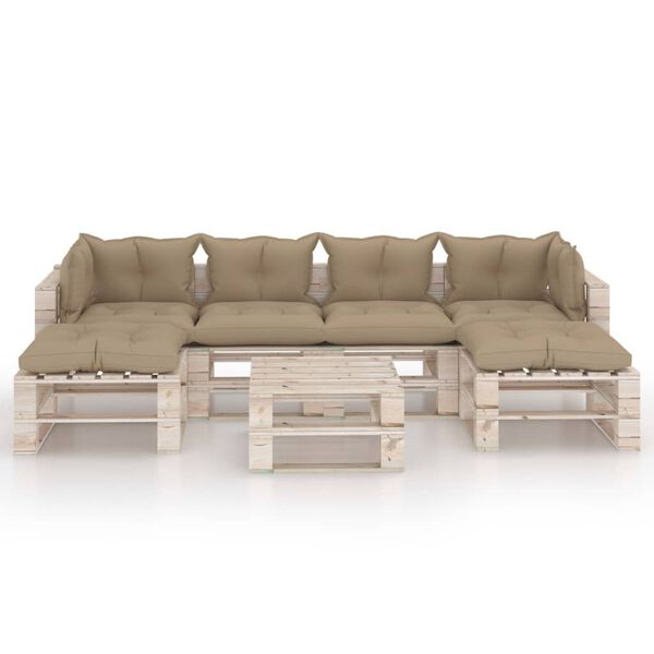 vidaXL Muebles de jard&iacute;n de palets 7 pzas y cojines madera de pino